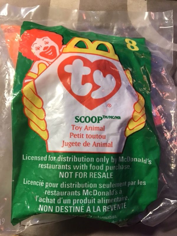 1998 Mcdonalds Happy Meal Ty Teenie Beanie Scoop Toy # 8.