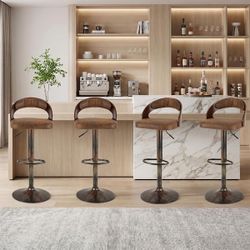Height Adjustable Leather Barstool Set Of 4