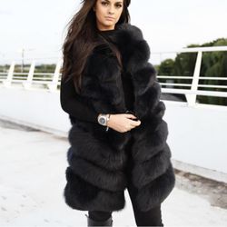 Genuine fox fur vest jacket coat trench winter bomber jacket real fur long vest