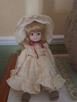 Porceline doll yellow dress with bloomers