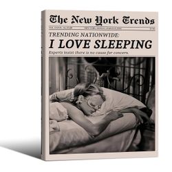 “I Love Sleeping” Framed Wall Art — Black & White, 12″ × 16″