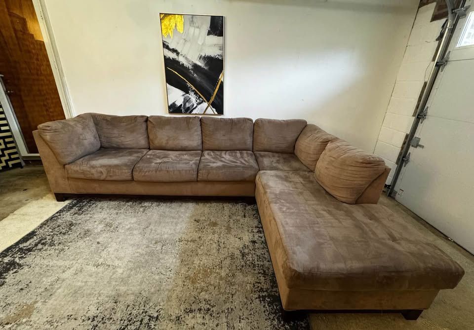 Brown Suede 4-Seater Sectional Sofa