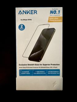  2-Pack  Easy Apply Screen Protector Kit (ShieldX HD Tempered Glass) From Anker - iPhone 15 Pro
