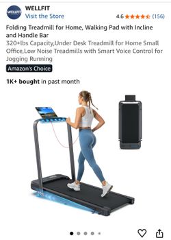 WELLFIT Folding Treadmill for Home, Walking Pad with Incline and Handle Bar