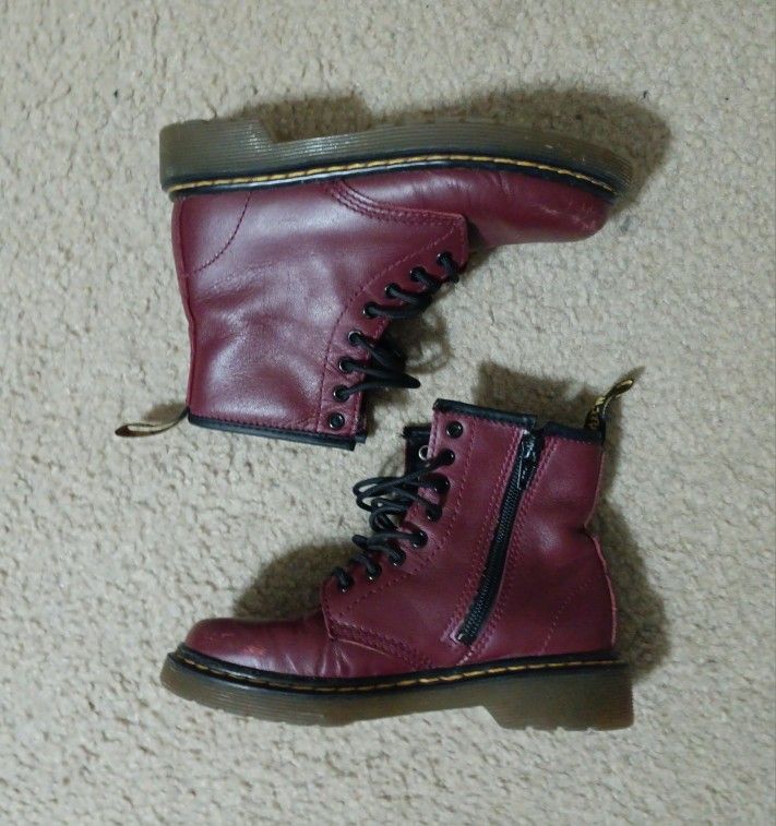 Dr. Martens 1460J Cherry Burgundy Leather Junior Boots Sz.13