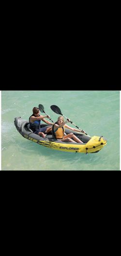 Intex Explorer K2 Kayak, 2-Person Inflatable Kayak Set with Aluminum Oars and High Output Air Pump
