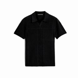 John Varvatos Theo Sweater Polo Black Size M RETAIL $268