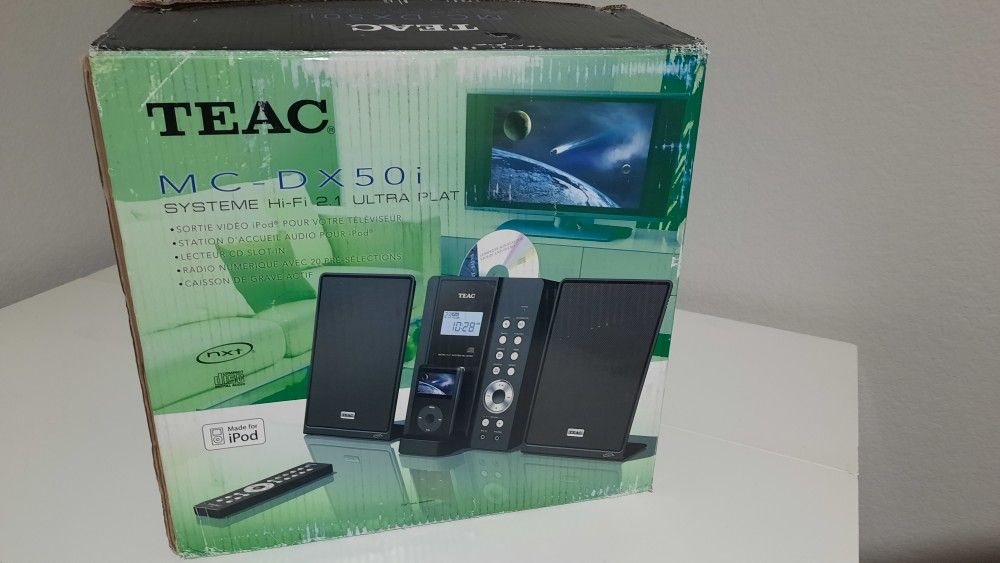TEAC Hi-Fi Stereo System. Music Audio System with Slim Speakers. Bluetooth adapter.