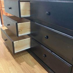 Black Pinewood 6 Drawers $429