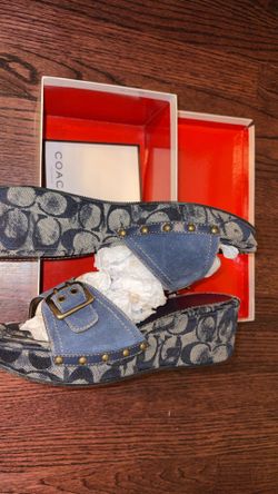 navy coach trevina suede wedges