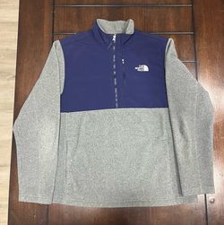 The North Face Sun Rise Quarter Zip Fleece Hybrid Mens Large Gray Blue Pullover