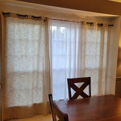 2 Beige And 2 White Curtains