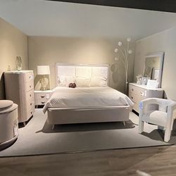 King Bed Frame, Dresser, Mirror And Nightstand 