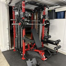 PRO SERIES Ultimate 3-1 Half Rack Functional Trainer w/Smith Machine Bar Bundle | 400lb Stack | Gym Equipment | Fitness | Commercial | Squat Rack 