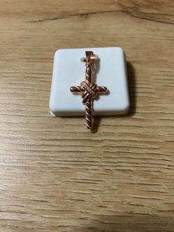 Rose Gold Cross Pendant with CZ Stones