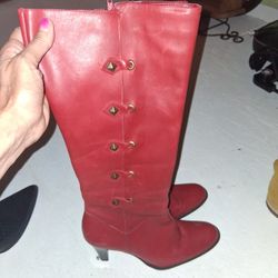 Red Leather Boots