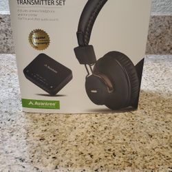 USED AVANTREE HT4189 WIRELESS HEADPHONE TRANSMITTER SET