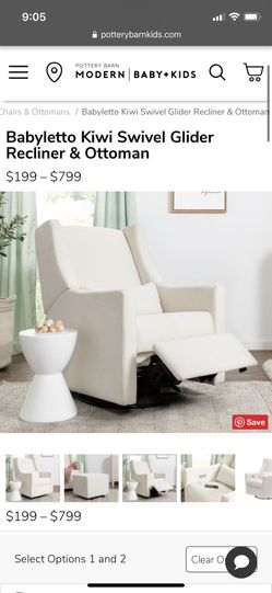 Babyletto kiwi online glider white linen