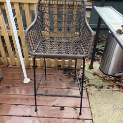 10 high end Luxecor Globetrotter Outdoor Natural Black / Distressed Grey Wrought Iron Wicker Counter Stool