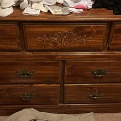 Brown Dresser With Mirror 