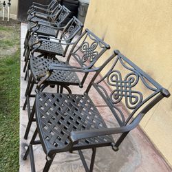 set of 6 beautiful heavy cast iron outdoor patio bar stool swivel sturdy 