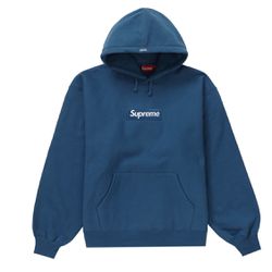 Supreme Box Logo Hooded Sweatshirt Blue FW23 Size Small