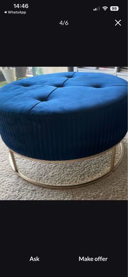 Large Blue Bird Ottoman for living room