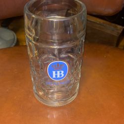 Vintage German HB MUCHEN Giant 40 oz. Glass Beer Mug - Made in Germany - Octoberfest Beer Stein - German Tavern Bar Pub Man Cave Home Decor