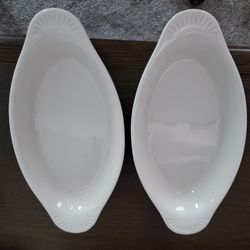 Two White Casserole Dishes