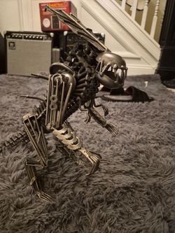 Metal Alien Xenomorph Sculpture Made from Hardware