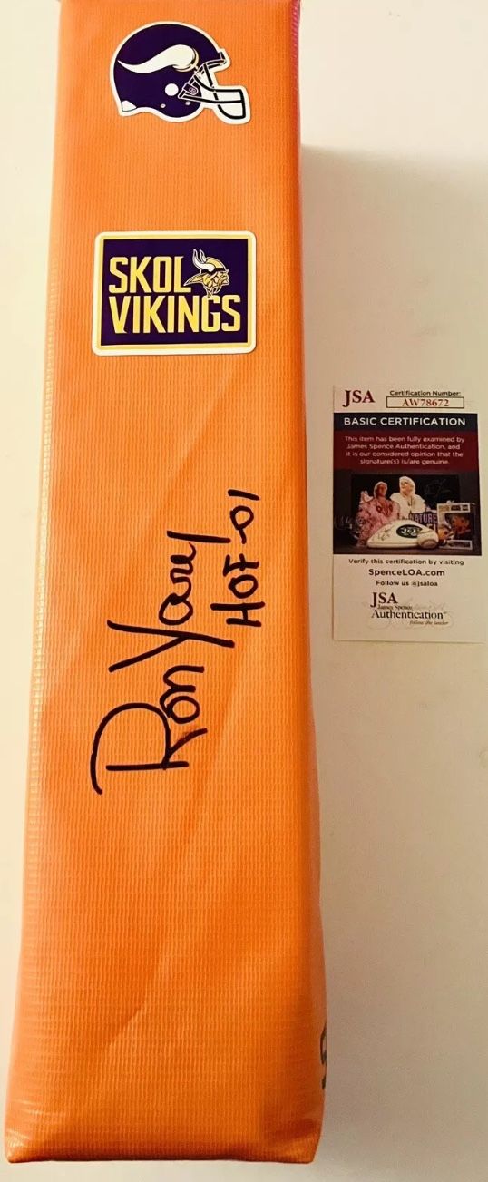 RON YARY SIGNED AUTOGRAPHED MINNESOTA VIKINGS TOUCHDOWN PYLON HOF JSA COA RARE!