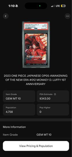 Monkey D. Luffy PSA 10