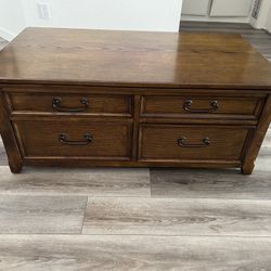 Solid Wood Lift-Top Coffee Table with Storage – $250