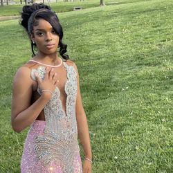 Custom Pink Sequin Mermaid Prom Dress