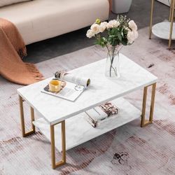 106 x 50 x 48cm Coffee Table, 2 Tier Coffee Table, Modern Cocktail Accent Table for Living Room,Coffee Tables for Living Room, Studio Apartment, Cockt