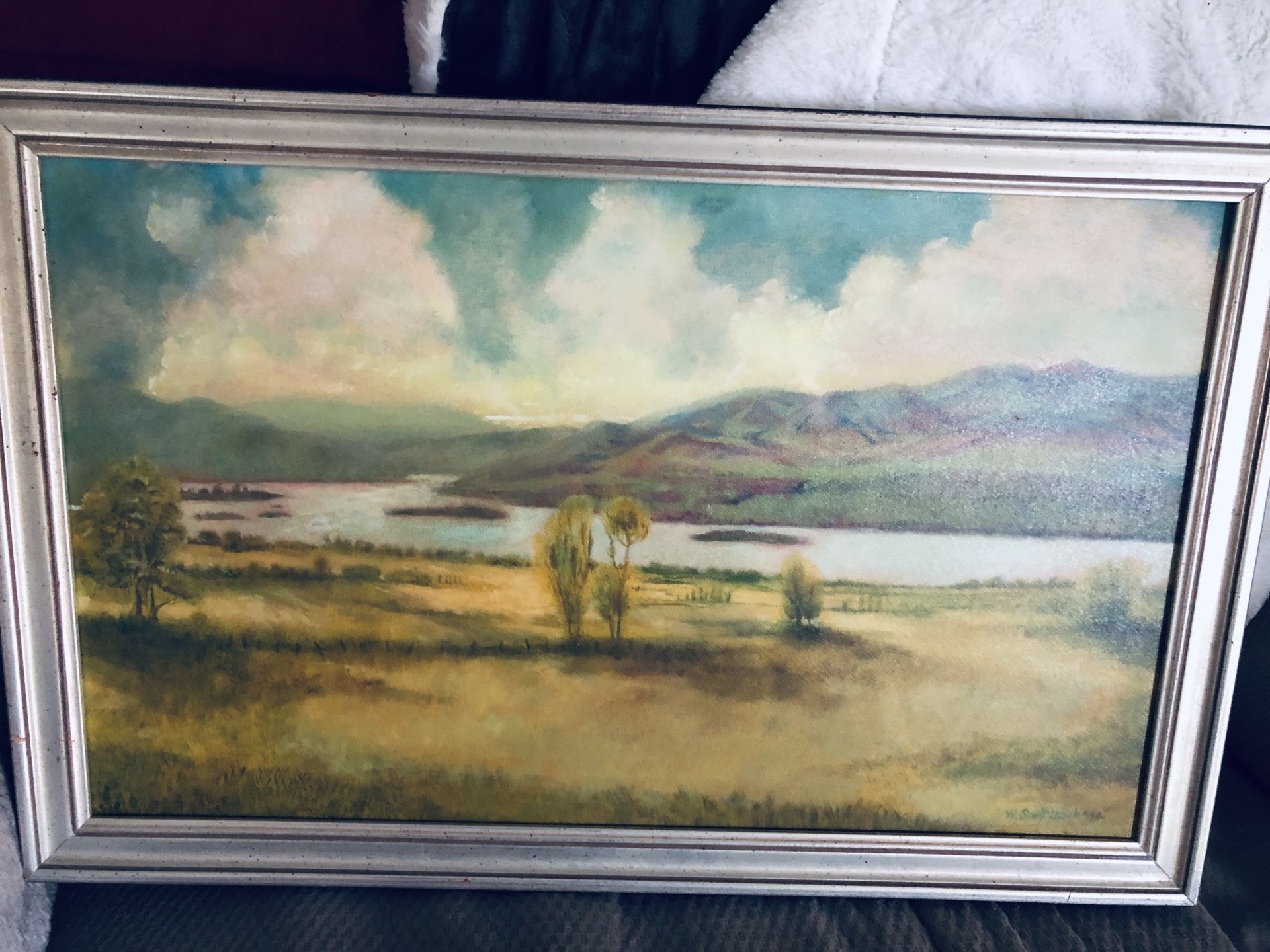 Oil painting on canvas and handmade frame