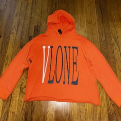 Vlone Orange and White Hoodie
