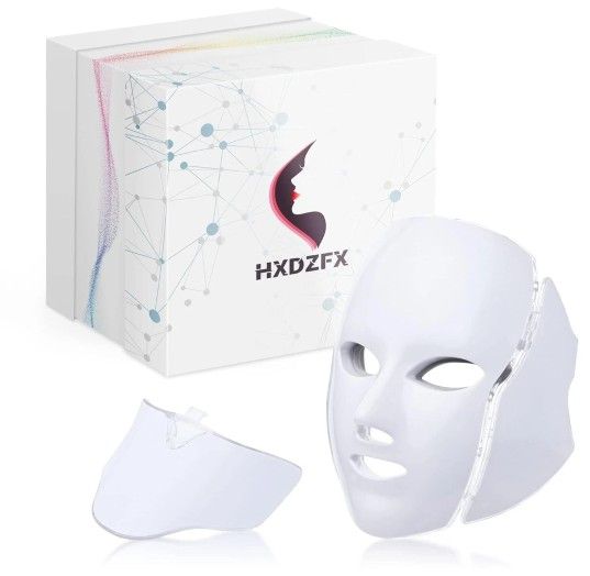 HXDZFX LED FACIAL LIGHT THERAPY MASK-Led Face Mask Light Therapy, 7 Led Light