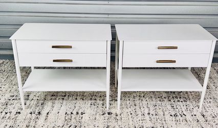 William sonoma west elm Steel nightstands table