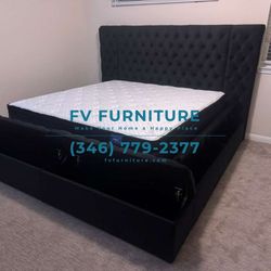 Brand New! Black Velvet Queen King Storage Bed Frame! Same Say Delivery