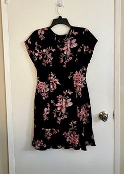 Dress size L, Black & Pink floral, New
