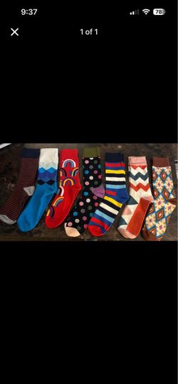 7 Pairs Colorful Patterned Crew Socks