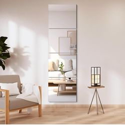 Delma Glass Full Length Wall Mirror Tiles, 14'' x 12'' 4PCS, Frameless Body Tiles for Bedroom, Mounted Home Gym, Door
