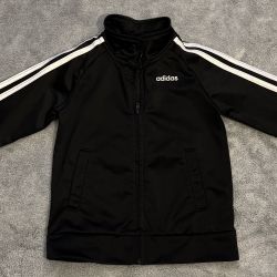 Kids Sz 3T Black White Classic Adidas Track Jacket 2 Pockets zip Up EUC 12x15