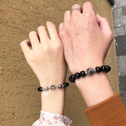 Magnetic magnet natural obsidian couple hair crystal bracelet men's and women's Korean version student toucal commemorative gift