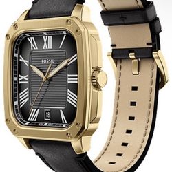 Crosby Three-Hand Black Leather Watch