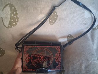 Gothic Baphomet Patent Leather Crossbody Bag
