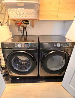 front-loaded Samsung washer and dryer set