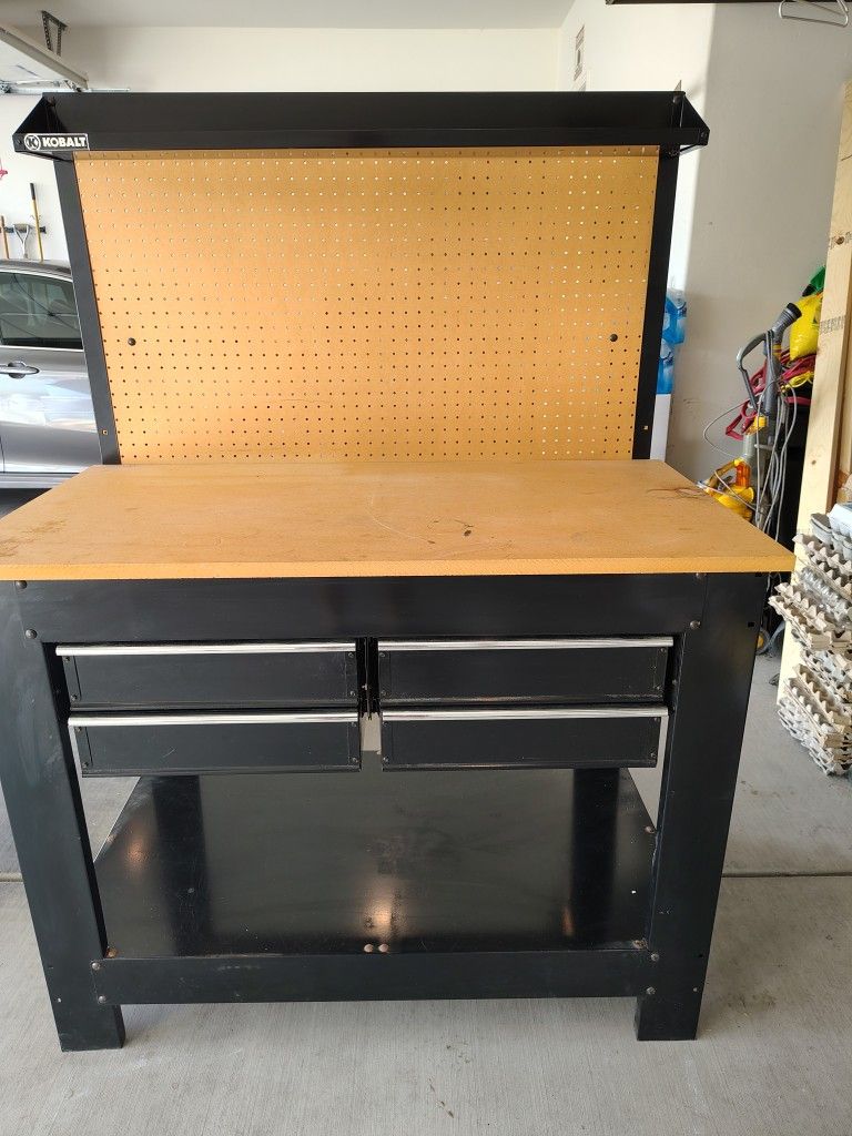 Kobalt 45-in L x 48-in H 4-Drawers Black Wood Work Bench