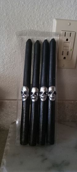 Black Skull Taper Candles Set of 4
